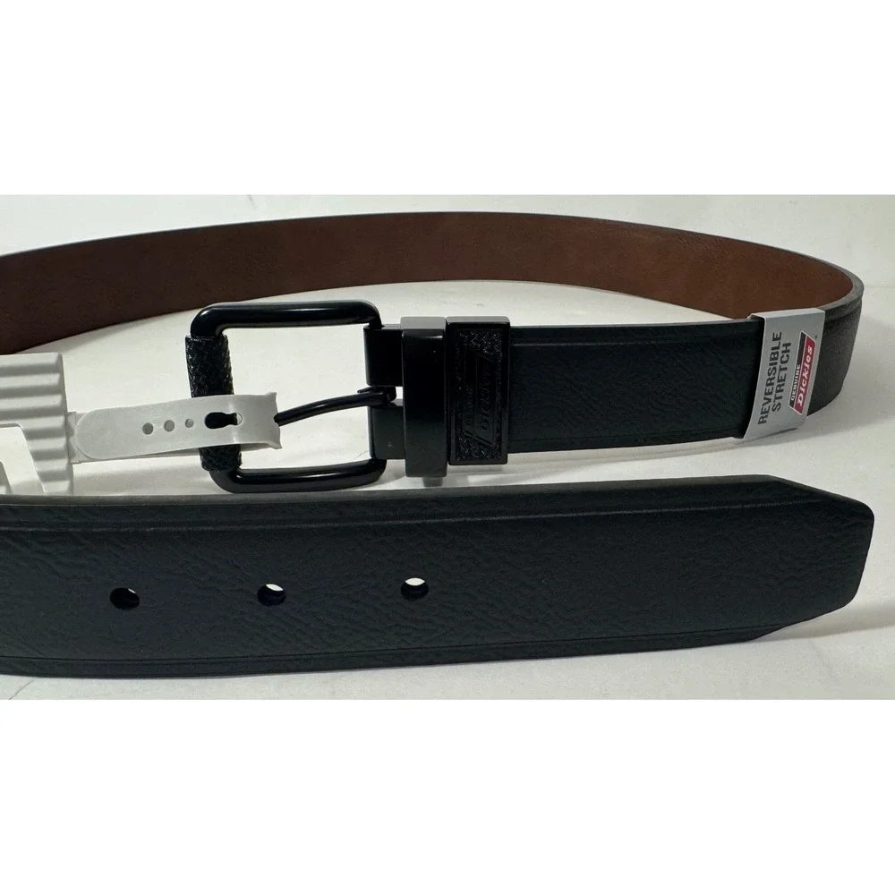 Genuine Dickies Belt Men 38 Black Brown Reversible‎ Stretch Casual NEW